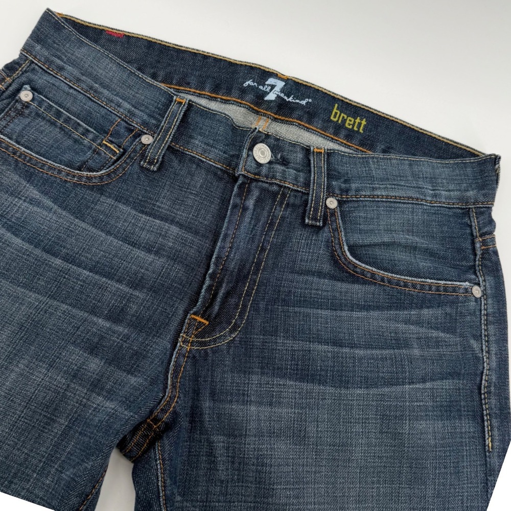 7 For All Mankind Brett Jeans Men 30x31 Dark Wash Blue Bootcut Made in USA Denim